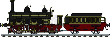 Illustration for Vintage black steam locomotive, vector illustration simple design - Royalty Free Image