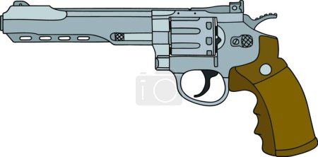 Téléchargez les illustrations : Grand revolver en acier, illustration vectorielle design simple - en licence libre de droit