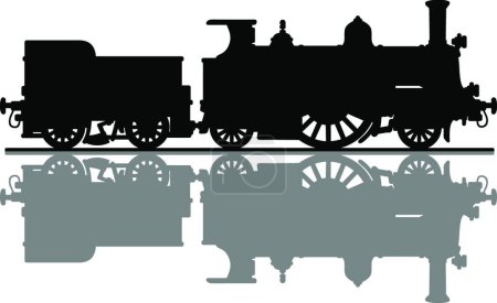 Téléchargez les illustrations : Locomotive à vapeur vintage, illustration vectorielle design simple - en licence libre de droit