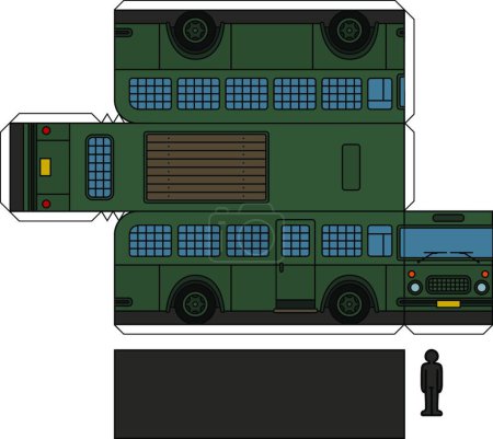 Téléchargez les illustrations : "Modèle papier d'un vieux bus de prison
" - en licence libre de droit