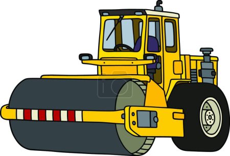 Illustration for Yellow road roller, vector illustration simple design - Royalty Free Image