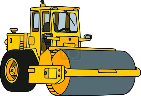 Téléchargez les illustrations : Rouleau routier jaune, illustration vectorielle design simple - en licence libre de droit