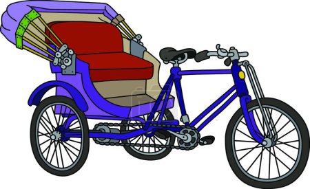 Illustration for Violet cycle rickshaw, vector illustration simple design - Royalty Free Image