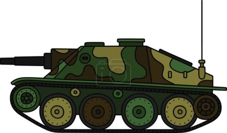 Illustration for Vintage tank destroyer, vector illustration simple design - Royalty Free Image
