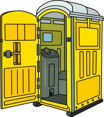 Téléchargez les illustrations : Toilettes mobiles jaunes, illustration vectorielle design simple - en licence libre de droit