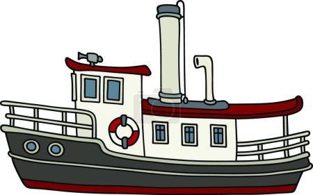 Téléchargez les illustrations : Drôle vieux bateau à vapeur, illustration vectorielle conception simple - en licence libre de droit
