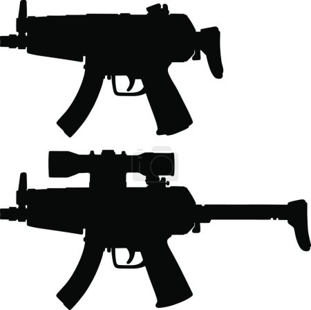 Téléchargez les illustrations : Deux pistolets automatiques, illustration vectorielle design simple - en licence libre de droit