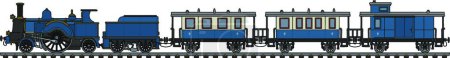 Téléchargez les illustrations : Vintage blue steam train - en licence libre de droit