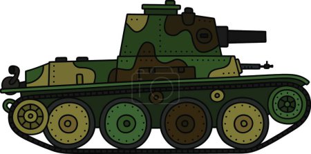 Illustration for Vintage camouflage tank, vector illustration simple design - Royalty Free Image