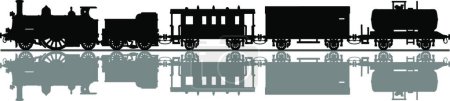 Téléchargez les illustrations : Train à vapeur vintage, illustration vectorielle design simple - en licence libre de droit