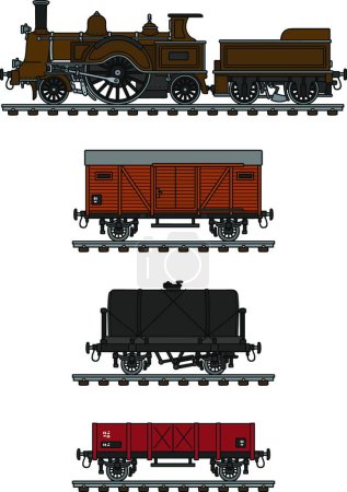 Illustration for "Vintage freight steam train" - Royalty Free Image