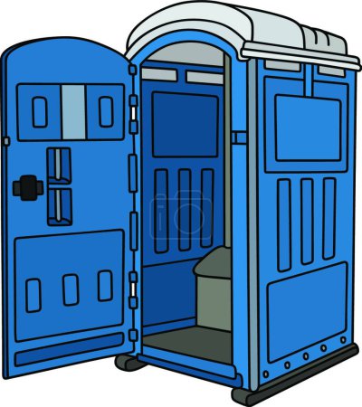Téléchargez les illustrations : Toilettes mobiles bleues, illustration vectorielle design simple - en licence libre de droit