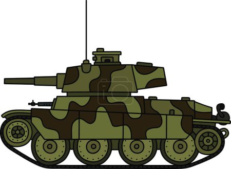 Ilustración de Antiguo tanque de camuflaje, ilustración vectorial diseño simple - Imagen libre de derechos