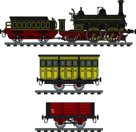 Illustration for Historical steam train, vector illustration simple design - Royalty Free Image
