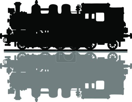 Illustration for Vintage steam locomotive, vector illustration simple design - Royalty Free Image