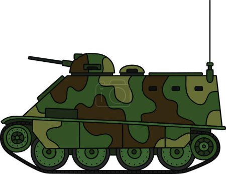 Illustration for Tracked armored vehicle, vector illustration simple design - Royalty Free Image
