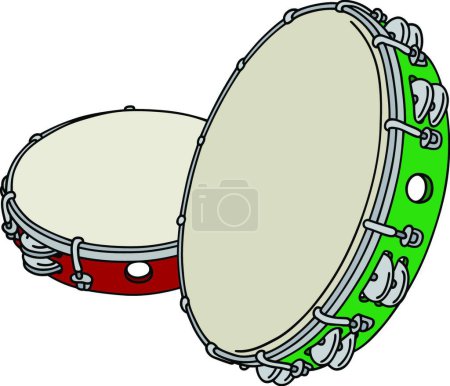 Téléchargez les illustrations : "Red and green tambourines" - en licence libre de droit