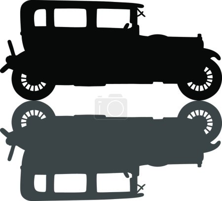 Illustration for Black vintage car, vector illustration simple design - Royalty Free Image