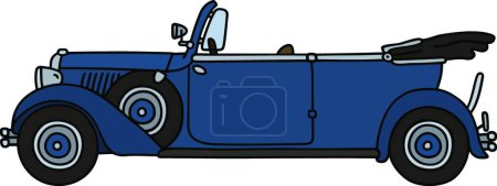 Téléchargez les illustrations : Vintage bleu cabriolet, illustration vectorielle design simple - en licence libre de droit