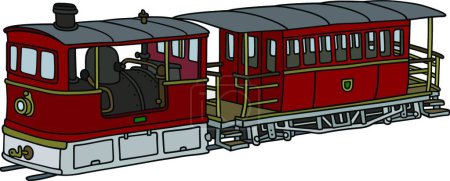 Téléchargez les illustrations : Tramway historique à vapeur, illustration vectorielle design simple - en licence libre de droit