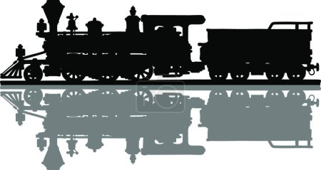 Téléchargez les illustrations : "Locomotive vapeur américaine vintage
" - en licence libre de droit