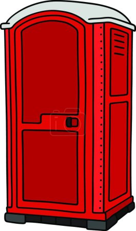 Téléchargez les illustrations : Toilettes mobiles rouges, illustration vectorielle design simple - en licence libre de droit