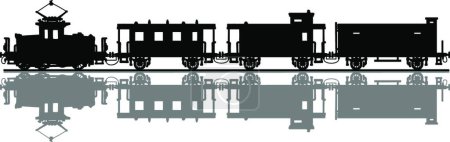 Illustration for Old electric train, vector illustration simple design - Royalty Free Image