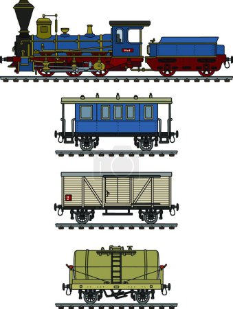 Illustration for Vintage steam train, vector illustration simple design - Royalty Free Image