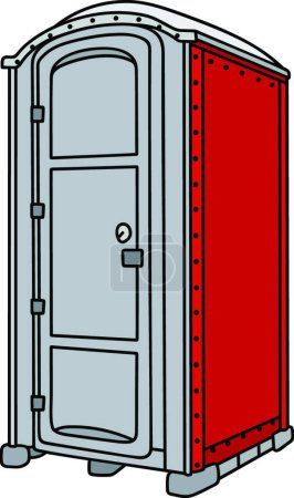 Téléchargez les illustrations : Toilettes mobiles rouges, illustration vectorielle design simple - en licence libre de droit