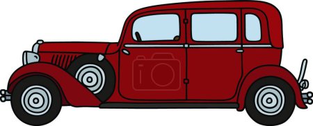 Téléchargez les illustrations : Vintage voiture rouge, illustration vectorielle design simple - en licence libre de droit