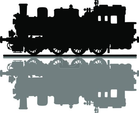 Téléchargez les illustrations : Locomotive à vapeur vintage, illustration vectorielle design simple - en licence libre de droit