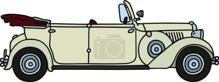 Téléchargez les illustrations : Vintage blanc cabriolet, illustration vectorielle design simple - en licence libre de droit