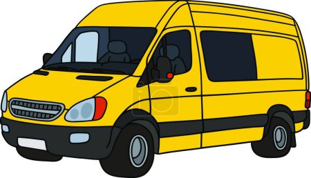 Illustration for Yellow delivery car, vector illustration simple design - Royalty Free Image