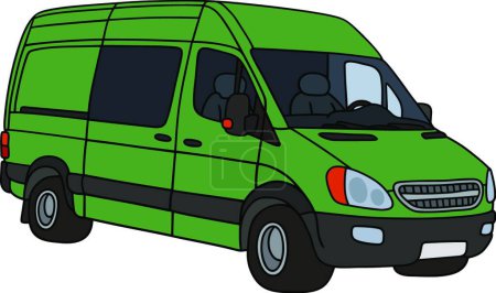 Illustration for Green delivery car, vector illustration simple design - Royalty Free Image