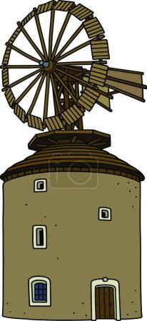 Ilustración de Molino de viento de piedra viejo, vector ilustración diseño simple - Imagen libre de derechos