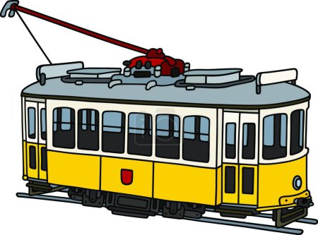 Téléchargez les illustrations : Tramway jaune vintage, illustration vectorielle design simple - en licence libre de droit