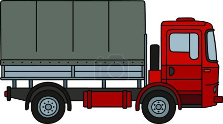 Téléchargez les illustrations : Camion couvert rouge, illustration vectorielle design simple - en licence libre de droit