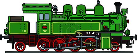 Illustration for "The vintage green steam locomotive" - Royalty Free Image