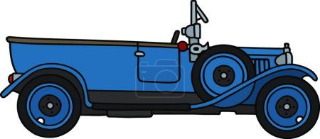 Téléchargez les illustrations : "The vintage blue open car" - en licence libre de droit