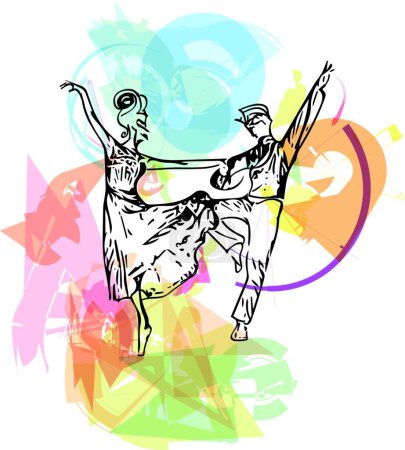 Illustration for Abstract couple dancing ballet illustration - Royalty Free Image