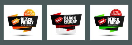 Photo for "Set of black friday sale banner template isolated on white backg" - Royalty Free Image