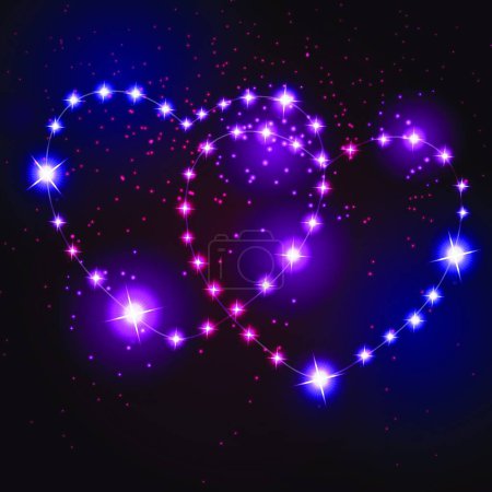 Téléchargez les illustrations : Deux coeur d'amour de belles étoiles brillantes - en licence libre de droit