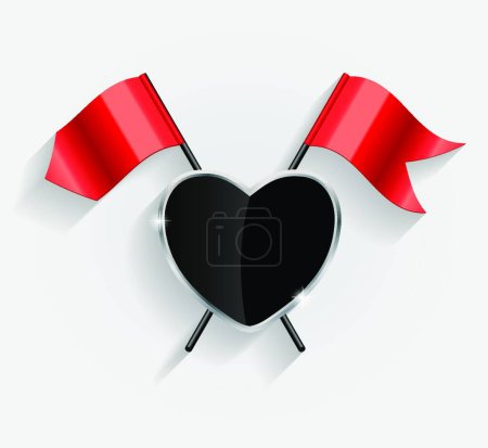 Illustration for "Protective Heart Shield with Red Flags Vector Illustration" - Royalty Free Image