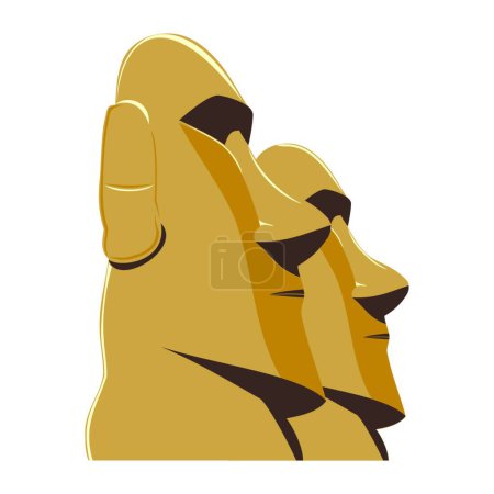 Illustration for "Moai Monolithic Statues Polynesia Easter Islands, vector illustration" - Royalty Free Image