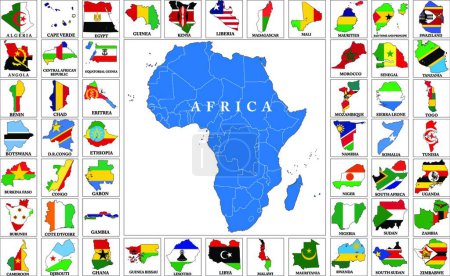 Téléchargez les illustrations : Afrique pays drapeau cartes - en licence libre de droit
