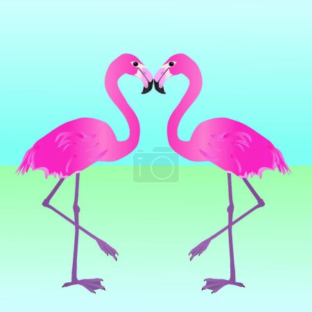 Illustration for Pink flamingos, vector illustration simple design - Royalty Free Image