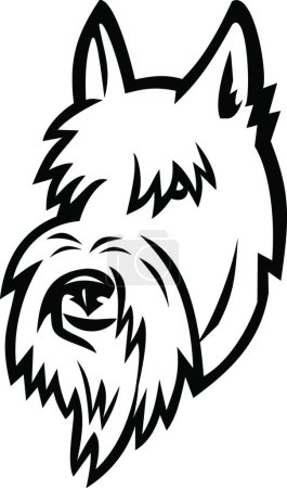 Illustration for "Scottish Terrier Head Mascot Black and White" - Royalty Free Image