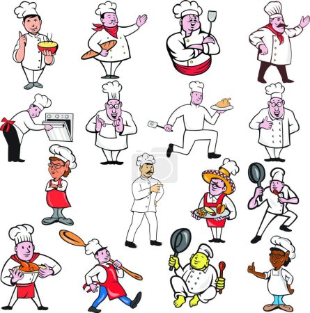 Téléchargez les illustrations : "Chef Baker Cook Cartoon Set" - en licence libre de droit