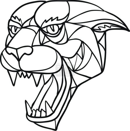 Illustration for "Panther Angry Head Mosaic Black and White" - Royalty Free Image