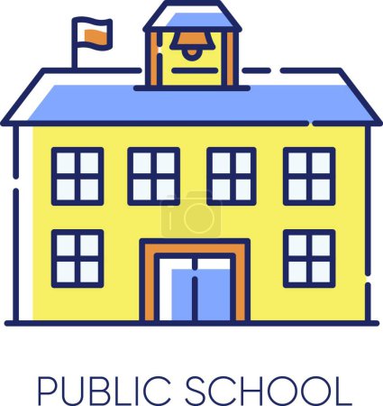 Téléchargez les illustrations : "Icône de couleur RVB école publique" - en licence libre de droit